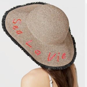 INC International Concepts Sea La Vie Fringe Floppy Hat Tan One Size